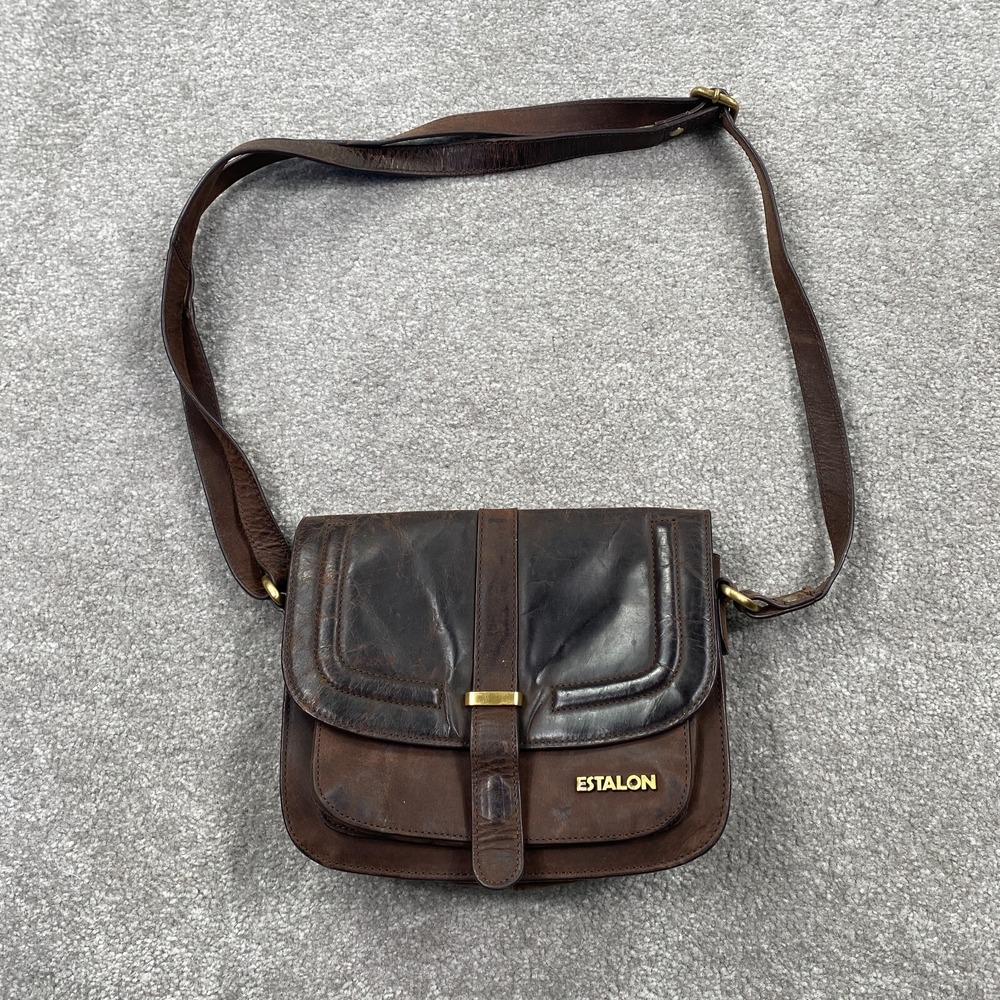 Estalon Leather Multi‎ Pocket Crossbody Travel Purse Size One Brown